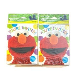 NEW Elmo‎ Official Sesame Street Party Invitation & Thank You Notes 2 Packs of 8